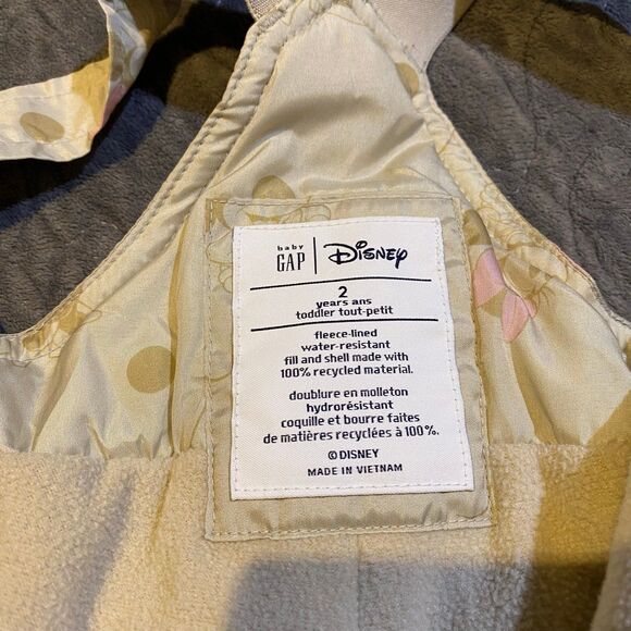 Baby Gap Disney Recycled Snow Bib Overalls Minnie Mouse Print Size 2 Toddler - Picture 6 of 9